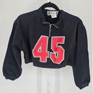 Vtg All That Jazz Womens Sz L cropped quarter-zip sweatshirt with the number 45